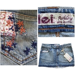 LEI SKIRTS ASHLEY ULTRA LOW RISE JEAN SKIRT - SIZE 1